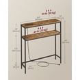 thumbnail image 3 of 2-Tier Console Table with Power Outlet - Narrow Sofa Table with 2 Shelves, Built-in USB Ports, for Living Room/Entryway, Rustic Brown, 3 of 6