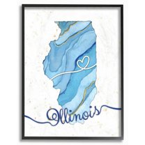 Stupell Industries Illinois Agate Blue US State Design Framed Wall Art by Ziwei Li
