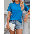 thumbnail image 3 of PPYOUNG Women Tops Lace Trim Lightweight Short Sleeve Shirts Summer Casual Blouses Fashion Pleated Tunics, 3 of 5