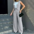 thumbnail image 6 of BLOCLOALO 2 Piece Lounge Set Sleeveless Tops Women's Fashionable Vest Wide Leg Pants Set Comfortable for Daily Wear Cropped Tank Tops Trendy Business Sets Womens Lounge Outfit Grey M, 6 of 7