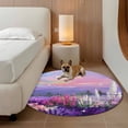 thumbnail image 2 of Purple Lavender Round Area Rug 3Ft Washable Small Circle Rugs for Kitchen Entryway, Spring Country Oil Painting Butterfly Flower Non-Slip Carpet Floor Mats Indoor Outdoor Carpet Runner Home Decor, 2 of 8