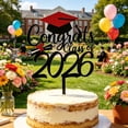 thumbnail image 6 of 1 Pcs Glitter Class of 2026 Cake Topper – Congrats Grad Cap Decoration for High School and College Graduation Party – 2026 Graduation Supplies for Cake and Dessert Table, Black-4, 6.10x3.94 Inch, 6 of 6