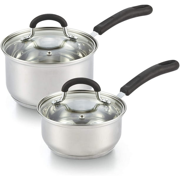 Cook N Home Saucepan Sauce Pot Set 1QT and 2QT Pots with Lid