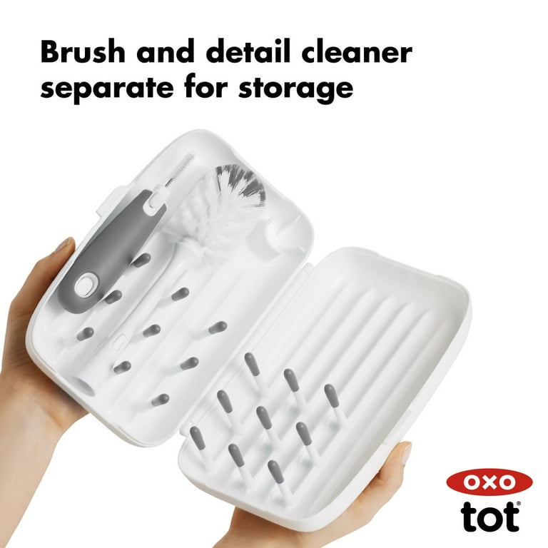 OXO Tot On The Go Drying Rack With Bottle Brush Gray