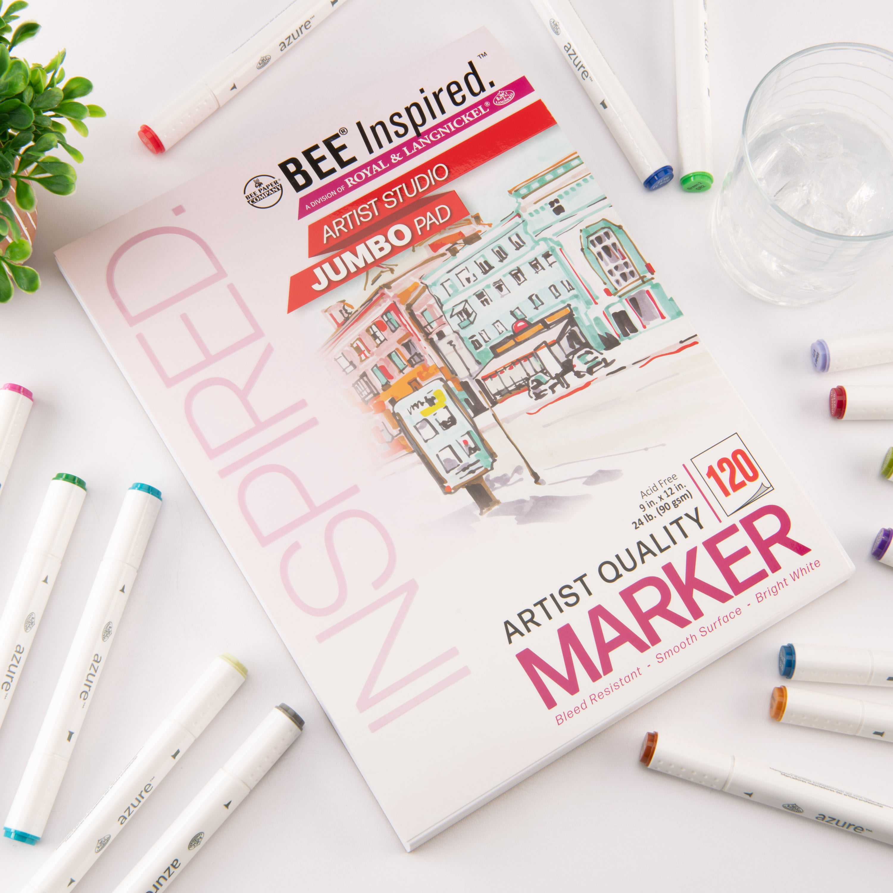 Bee Paper - Bee Inspired 9"x12" Studio Marker Paper Pad, 120 Sheets,  Top Tape, 24lb. 90GSM