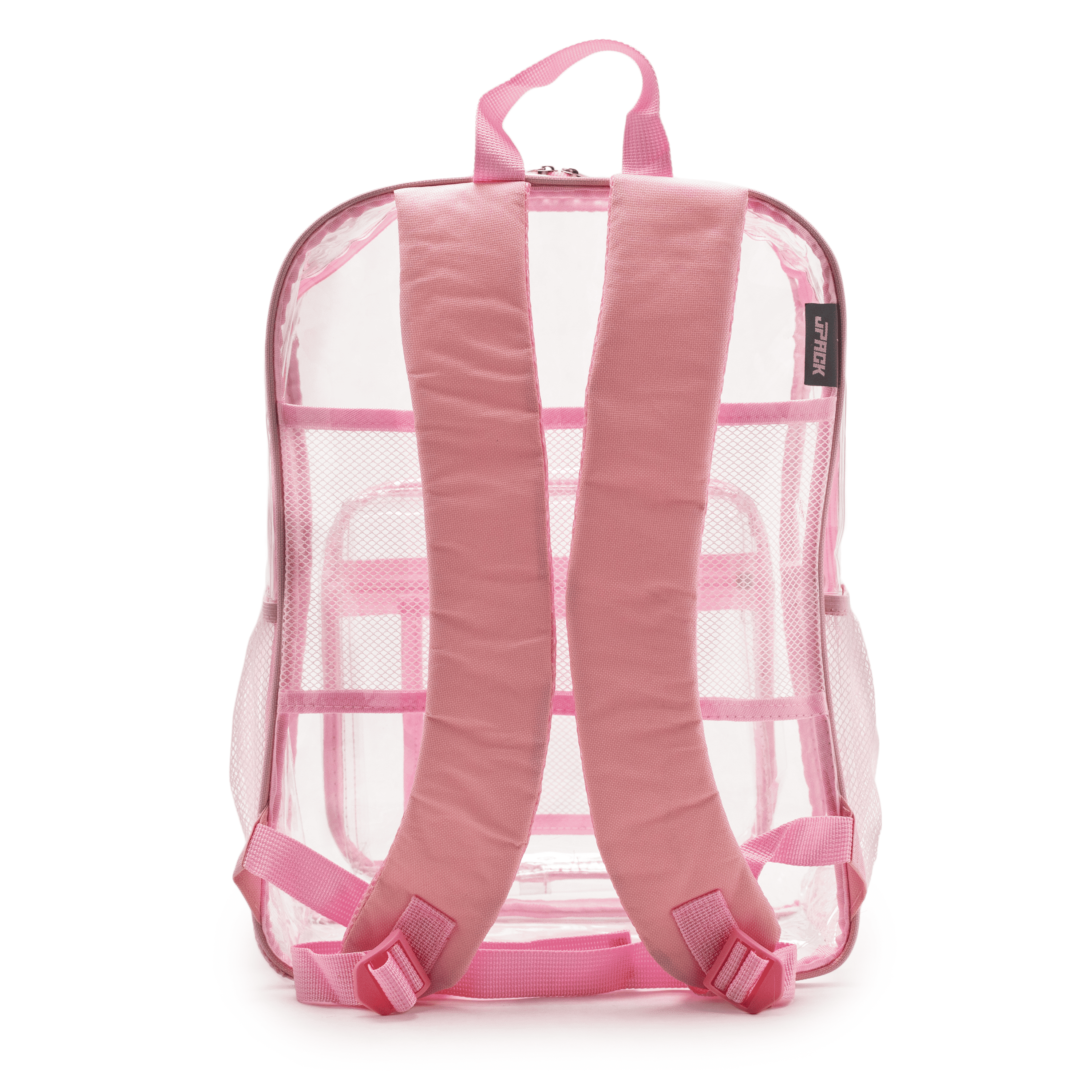 JPACK Clear Backpack – Heavy Duty Transparent Bookbag for Adults and Teens | School, Work, Travel, Stadiums (Pink)