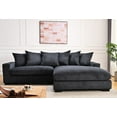 thumbnail image 2 of 102.4'' Oversized L Shaped Sectional Sofa with Chaise, 4 Seater Luxury Corduroy Fabric Cloud Couch, Soft Furry Deep Seat  Sofa with Pillows & Wide Arm, Right Facing, Black, 2 of 7