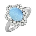 thumbnail image 2 of 8x6mm Oval Shape Natural Larimar 925 Sterling Silver Engagement Women Valentines Day Gifts Ring, 2 of 4