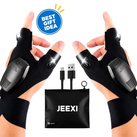 USB Rechargeable LED Flashlight Gloves, 1 Pair - Gift for Him, Men, Dad, Boyfriend, Husband, Father's Day, Christmas | Cool Gadgets Tools for Repairing, Fishing, Outdoor Camping Stocking Stuffer