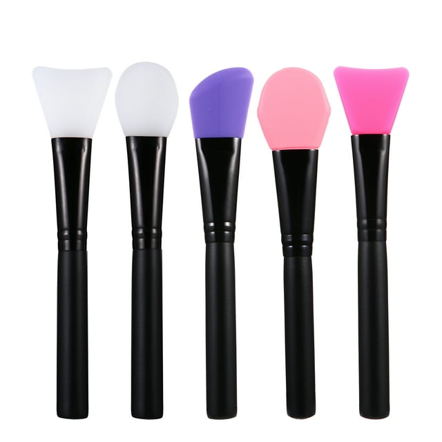 TEHAUX 5pcs Flexible Mask Applicator Brush for Facial Care with Rectangular Handle for Professional Use