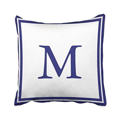 WinHome Square Throw Pillow Covers White With Nautical Blue Double