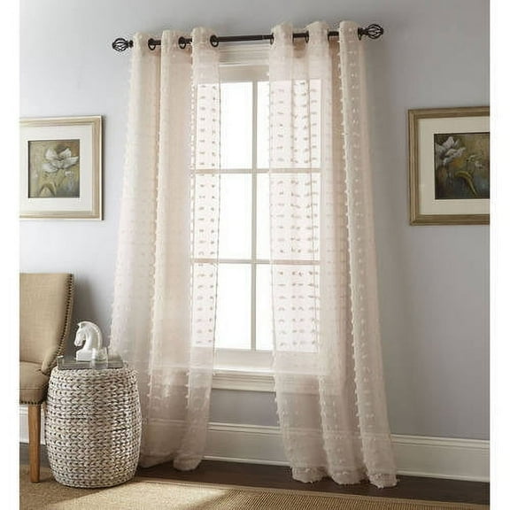 Nanshing Payton Transitional 2 Piece Solid Print Semi Sheer Curtain Panel