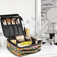 thumbnail image 5 of FORMRS Travel Makeup Bag Large Capacity Train Case Cosmetic Organizer with Adjustable Dividers, Pink Oranges, 5 of 8