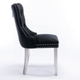 thumbnail image 5 of Modern High-end Tufted Dining Chair Set of 2, Velvet Upholstered Dining Room Chair with Solid Wood Legs and Chrome Nailhead Trim Backrest, Counter Chair for Kitchen, Bedroom, Black & Sliver, 5 of 8