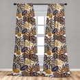 thumbnail image 4 of Ambesonne Tropical Curtains, Flamingo Flower Exotic Art, Pair of 28"x84", Dark Orange and Quartz, 4 of 5