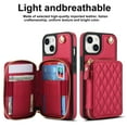 thumbnail image 3 of Compatible with iPhone 15 6.1 inch Wallet Phone Case Tempered Glass Screen Protector Wrist Crossbody Strap Stand Credit Card Holder RFID Slot Cell Cover for i Phone15 i15 15Case Women Girls Red, 3 of 9