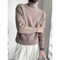 thumbnail image 2 of Ropa para hombre Suéter de punto de cuello alto blanco con cuello alto Suéter de punto con letras para hombre Suéter de estilo coreano clásico Tops ajustados Old X, 2 of 5