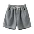 thumbnail image 4 of Inglocry Men's Corduroy Shorts Casual Elastic Waist Drawstring Summer Beach Vacation Shorts with Pockets 2026 Gray M, 4 of 4