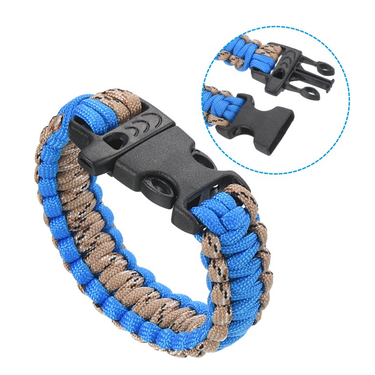 Uxcell Survival Paracord Bracelets, 2 Pack Braided Parachute Bracelet,  Blue, Khaki