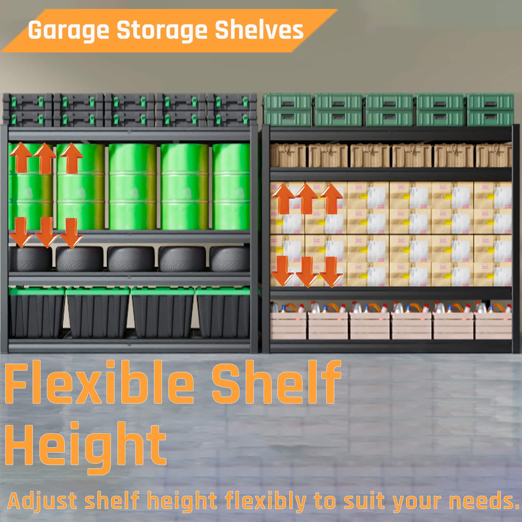 SKZNSA 4 Tier Storage Shelves, 30" D Garage Shelving Heavy Duty Metal Adjustable Garage Shelves, Shelving Units Industrial Shelving for Warehouse, 72" W x 30" D x 72" H,Black