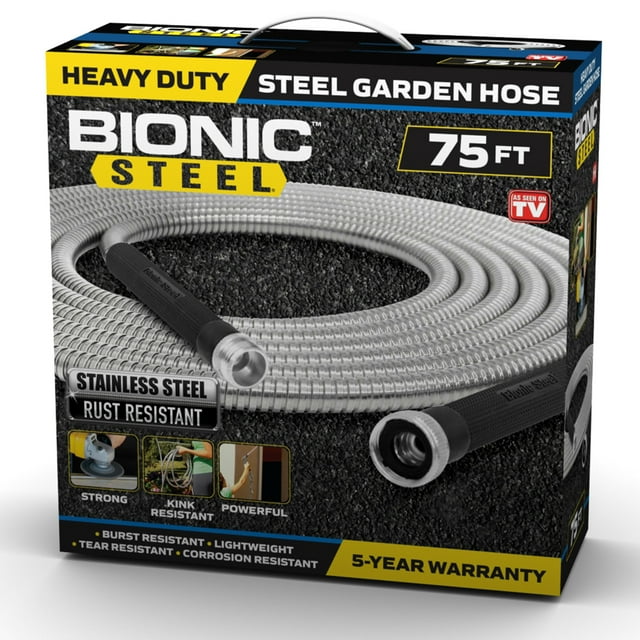 Manguera de Jardín, Acero Inoxidable 304 – Accesorios de Aluminio Flexibles, Livianos y Resistentes, a Prueba de Óxido, 75 ft.