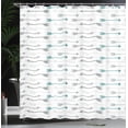 thumbnail image 3 of Teal Shower Curtain, Retro Arrow Pattern in Horizontal Line Heading to Opposite Directions Art Print, Cloth Fabric Bathroom Decor Set with Hooks, 84" Extra Long, Grey Teal, 3 of 4