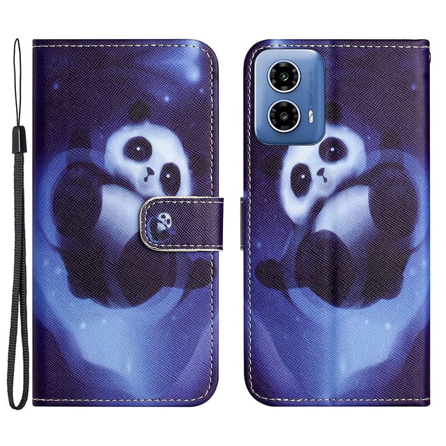 Para Motorola Moto G24 4G Funda de cuero con estampado de patrones y textura cruzada Funda tipo billetera para teléfono