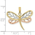 thumbnail image 3 of 14K Two-Tone White Rhodium Dragonfly With Beaded Diamond-Cut Wings Charm (24.6 X 28.2) Made In United States k9439, 3 of 5