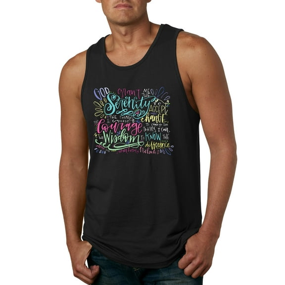 Wild Bobby, God Grant Me Serenity Courage and Wisdom Prayer Faith, Inspirational/Christian, Men Graphic Tank Top, Black, Small