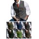 thumbnail image 3 of Chaleco de cuadros gris claro para hombre, elegante, ajustado, con escote en V y botonadura sencilla, 3 of 6