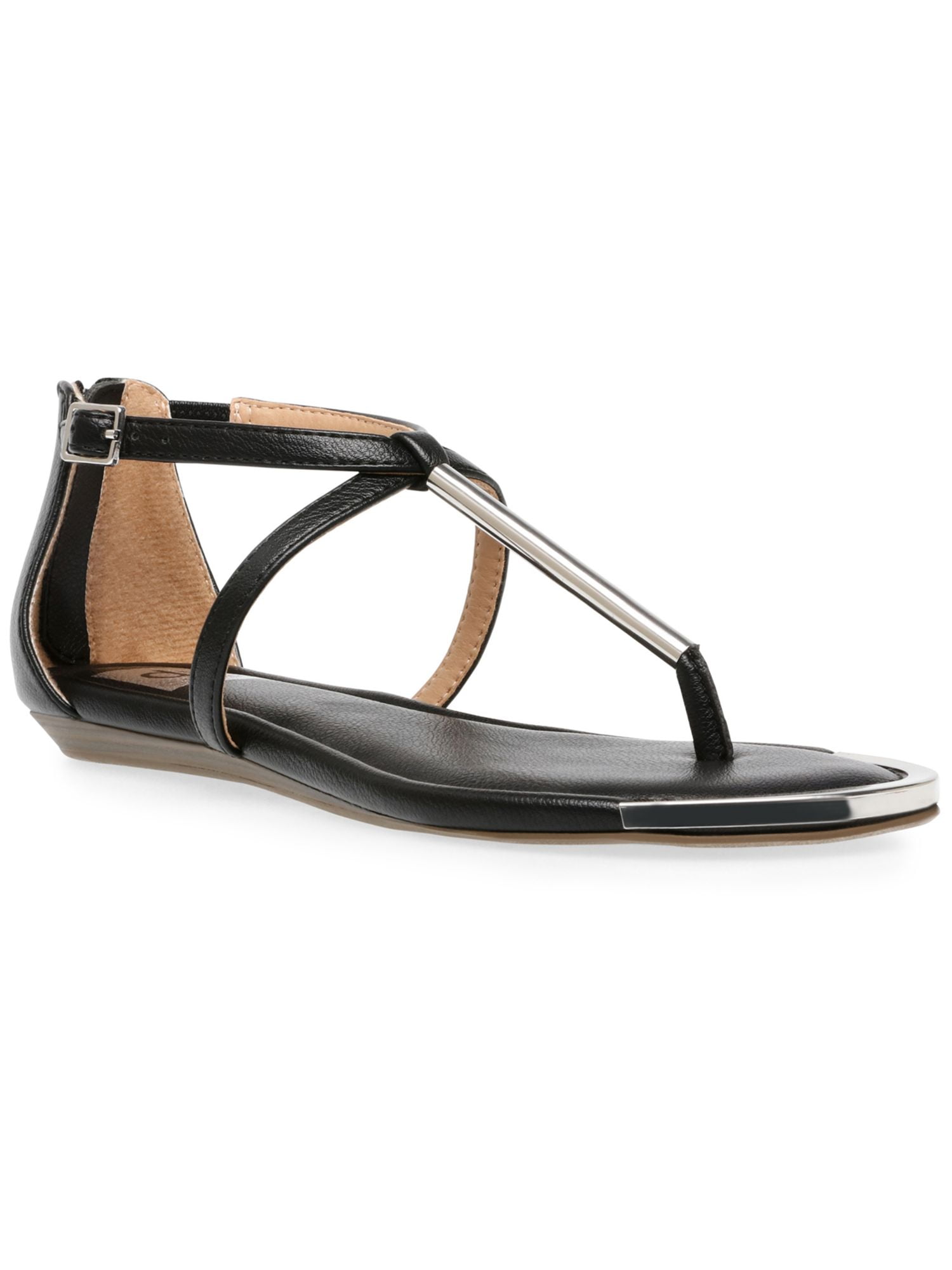 DOLCE VITA Womens Black Hardware Detail T-Strap Labelle Round Toe Zip-Up Sandals 5 M