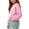 thumbnail image 6 of BXJX Girls Knit Cotton Sweaters, Stretchable School Crew Neck Long Sleeve Pullover Tops Pink Size 6 T, 6 of 7