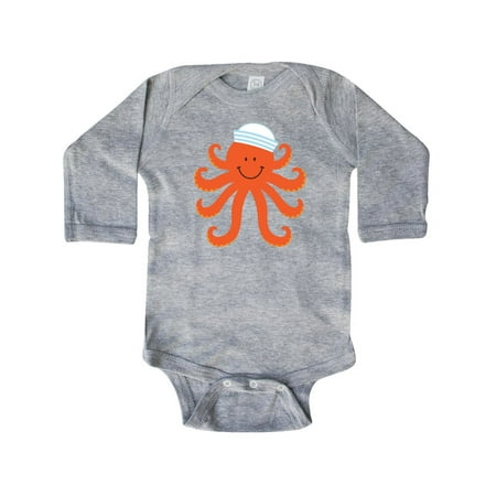 

Inktastic Orange Octopus Cute Sea Creature Nautical Gift Baby Boy or Baby Girl Long Sleeve Bodysuit
