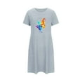 thumbnail image 4 of Elvqul Womens Nightgowns Womens Pajamas Dress Blue Pull on Short Short Sleeve Nightgowns, 4 of 7