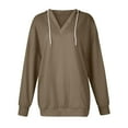 thumbnail image 6 of Itsame Hoodie Pullover Womens Lightweight Hood Sweatshirts Crew Neck Solid Color Long Sleeve Sportswear Khaki Size L, 6 of 6