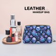 thumbnail image 4 of Skull blue crystal flower Makeup Bag, Large Capacity Travel Cosmetic Bag for Women Girls- Travel Toiletry Bag Leather Portable Waterproof Makeup Case Organizer with Handle, 4 of 4