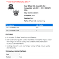 thumbnail image 2 of Rear Wheel Hub Assembly Set - Compatible with 2011 - 2013 INFINITI M56 2012, 2 of 2