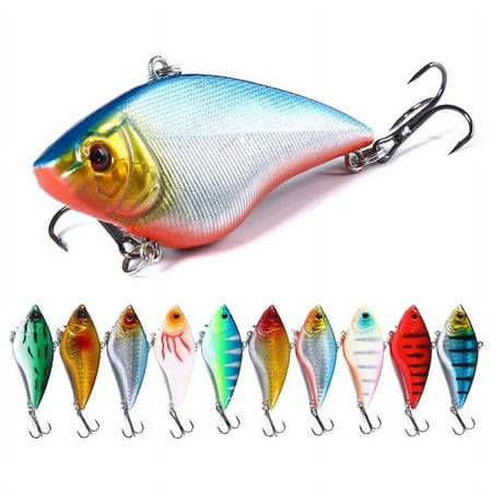 HENGJIA 10 Pack Lipless Crankbaits for Bass Fishing Lures Sinking Deep Diving Crank Bait Large VIB Hard Baits Fishing Jigs for Freshwater and Saltwater Bass Trout Perch Walleye
