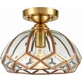 thumbnail image 1 of Gold Semi Flush Mount Ceiling Light Modern Brass Glass Ceiling Light Fixtures, 1 of 6