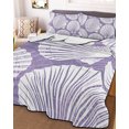 thumbnail image 3 of Quilts Full Size, Purple Scallop Coastal Soft Comforter Bedding Set for Bed, Summer Beach Nautical Lightweight Quilted Bedspread with Pillow Cover(2 Pieces) for All Season, 78x90 Inch, 3 of 9
