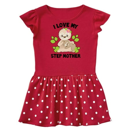 

Inktastic Cute Sloth I Love My Step Mother with Green Leaves Gift Baby Girl Dress