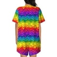 thumbnail image 6 of Fotbe Bright Rainbow Print Pajama Set for Women 2 Piece Loungewear Short Sleeve Tops and Shorts Set Soft Sleepwear-Small, 6 of 7