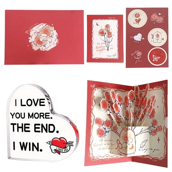 Tumao Valentines Day Cards Holiday Cards, Valentine Cards with Acrylic Keepsake Envelopes Card and Stickers, Personalized Unique Valentines Day Cards for Friends Family Kids