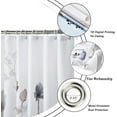 thumbnail image 5 of Watercolor Floral Shower Curtain, Blue Pink Flower with Grey Brown Leaf Plants Farmhouse Bathroom Curtain Home Decor Waterproof Fabric Machine Washable with 6PCS Hooks,36" Wx72 L, 5 of 6