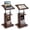 Multicolor, variant on Gymax 2PCS Rolling Podium Stand Height Adjustable Lectern Table w/ Tilting Tabletop Rustic Brown