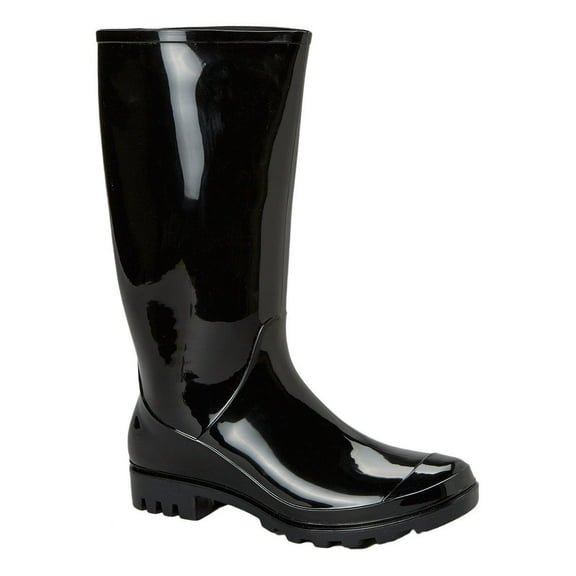 BRAND NEW Ladies Tall Black Shiny Rain Boots - SKADOO- Sizes 5-11 - Waterproof