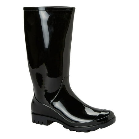 

BRAND NEW Ladies Tall Black Shiny Rain Boots - SKADOO- Sizes 5-11 - Waterproof