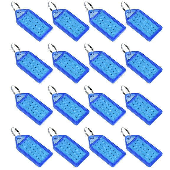 Uxcell 55x28mm Plastic Key Tags with Split Keyring Blue 16 Count