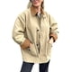 thumbnail image 2 of Chaquetas de Moda para Mujer, Otoño, con Cuello en Contraste, Cremallera, Algodón, Talla Grande, Informal, Cargo, Estilo Caqui S, 2 of 10