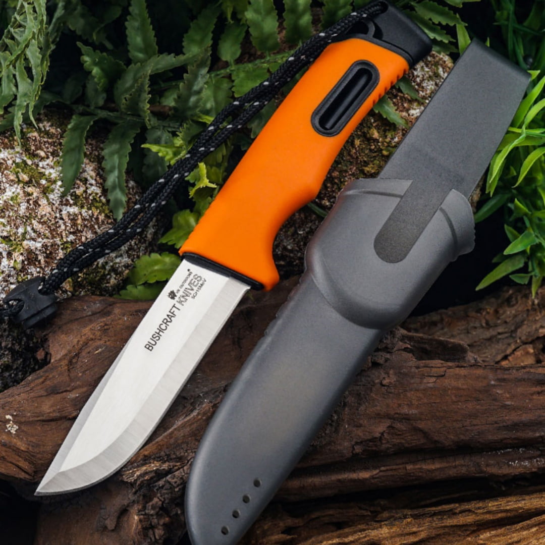 Fixed Blade Knife 3.7" 5Cr15 Steel, Plastic Sheath, PP/TPR Handle. Multi-Use for Camping & Outdoor.